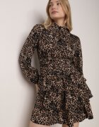 retro & icone Rochie Maro Mini Cloș Cu Pete Decorată Cu Volane Fertta