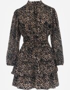 retro & icone Rochie Maro Mini Cloș Cu Pete Decorată Cu Volane Fertta