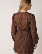 retro & icone Rochie maro petrecută cu flori în relief cu legătură în talie Esna