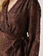 retro & icone Rochie maro petrecută cu flori în relief cu legătură în talie Esna