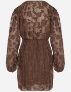 retro & icone Rochie maro petrecută cu flori în relief cu legătură în talie Esna