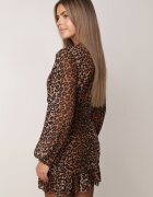 retro & icone Rochie Maro Petrecută cu imprimeu leopard cu încrețituri și volănaș Semiriael