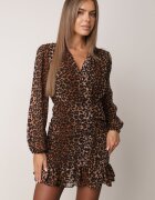 retro & icone Rochie Maro Petrecută cu imprimeu leopard cu încrețituri și volănaș Semiriael