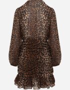 retro & icone Rochie Maro Petrecută cu imprimeu leopard cu încrețituri și volănaș Semiriael
