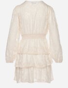retro & icone Rochie Mini Bej Deschis Cloș cu Încrețituri și Volane Lanevin