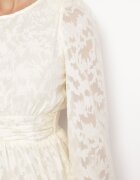 retro & icone Rochie Mini Bej Deschis din Țesătură Plumeti și cu Volan Coucile