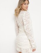retro & icone Rochie Mini Bej din Țesătură Plumeti cu Volane Werenia