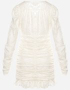 retro & icone Rochie Mini Bej din Țesătură Plumeti cu Volane Werenia