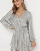 retro & icone Rochie Mini Cloș Aurie cu Decolteu Petrecut și Luciu Metalic Puobi