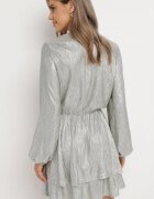 retro & icone Rochie Mini Cloș Aurie cu Decolteu Petrecut și Luciu Metalic Puobi