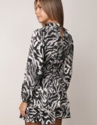 retro & icone Rochie Mini Gri cu Talie Elastică și Volane la Bază Florolin