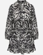 retro & icone Rochie Mini Gri cu Talie Elastică și Volane la Bază Florolin