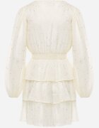 retro & icone Rochie Mini Jasnobej Evazată cu Imprimeu Metalic și Volane Elawnia