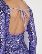 retro & icone Rochie mini mulată mov cu decupaj la spate decorată cu paiete Akorra