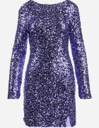 retro & icone Rochie mini mulată mov cu decupaj la spate decorată cu paiete Akorra