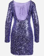 retro & icone Rochie mini mulată mov cu decupaj la spate decorată cu paiete Akorra