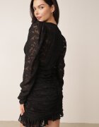retro & icone Rochie Mini Neagră din Țesătură Plumeti cu Încrețituri Werenia