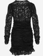 retro & icone Rochie Mini Neagră din Țesătură Plumeti cu Încrețituri Werenia