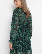 retro & icone Rochie Mini Verde-Negru cu Decolteu Petrecut Elandra