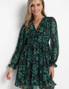retro & icone Rochie Mini Verde-Negru cu Decolteu Petrecut Elandra