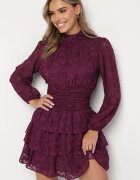 retro & icone Rochie mov cambrată mini dantelată cu volane Ciluna