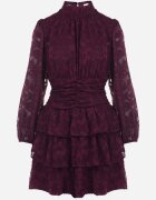 retro & icone Rochie mov cambrată mini dantelată cu volane Ciluna