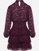 retro & icone Rochie mov cambrată mini dantelată cu volane Ciluna