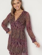 retro & icone Rochie Mov Cloș din Material Transparent Strânsă sub Bust Evandrella