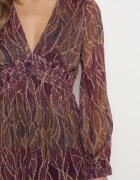 retro & icone Rochie Mov Cloș din Material Transparent Strânsă sub Bust Evandrella