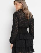 retro & icone Rochie Neagră Cambrată Mini Din Dantelă cu Volane Ciluna