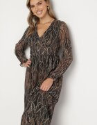 retro & icone Rochie Neagră Cloș din plasă cu decolteu în V Lablisse
