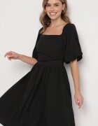 retro & icone Rochie Neagră cu croi evazat cu mâneci bufante Maradora