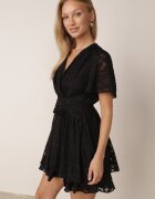 retro & icone Rochie Neagră cu croială evazată cu decolteu cu capse Uzimira