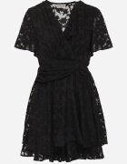 retro & icone Rochie Neagră cu croială evazată cu decolteu cu capse Uzimira
