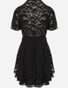 retro & icone Rochie Neagră cu croială evazată cu decolteu cu capse Uzimira