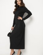 retro & icone Rochie Neagră cu Drapaj cu Croială Mulată Naliraia