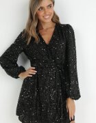 retro & icone Rochie Neagră Cu paiete cu decolteu petrecut Cidoly