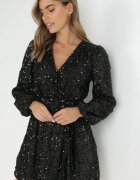 retro & icone Rochie Neagră Cu paiete cu decolteu petrecut Cidoly