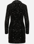 retro & icone Rochie Neagră de cocktail cu paiete cu umeri întăriți Bonida