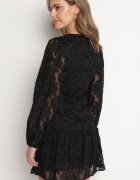 retro & icone Rochie neagră de dantelă cu decolteu petrecut și drapaje Labisse
