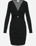retro & icone Rochie Neagră Drapată cu Decolteu tip plic Mephi