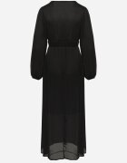 retro & icone Rochie Neagră Maxi Cloș din Țesătură Netedă cu Decolteu Petrecut și Mâneci Largi Smruti