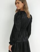 retro & icone Rochie Neagră Metalică cu mânecă bufantă Havo