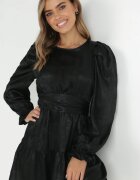 retro & icone Rochie Neagră Metalică cu mânecă bufantă Havo