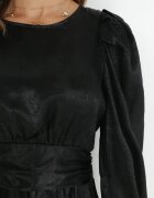 retro & icone Rochie Neagră Metalică cu mânecă bufantă Havo