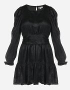 retro & icone Rochie Neagră Metalică cu mânecă bufantă Havo