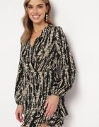 retro & icone Rochie neagră tip plic Mini Print imitație piele de șarpe Sandilla