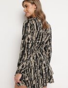 retro & icone Rochie neagră tip plic Mini Print imitație piele de șarpe Sandilla