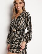 retro & icone Rochie neagră tip plic Mini Print imitație piele de șarpe Sandilla