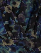 retro & icone Rochie Negru-Albastră Mulată Florală cu încrețituri și volane Mirilia